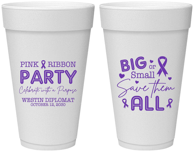 Personalized Awareness 20 oz Foam Cups - Pink Ribbon | 230004