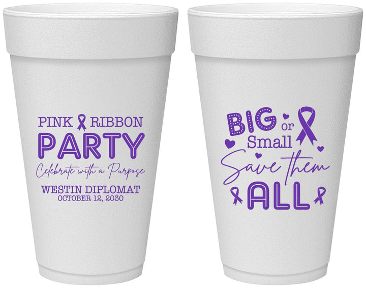 Personalized Awareness 20 oz Foam Cups - Pink Ribbon | 230004