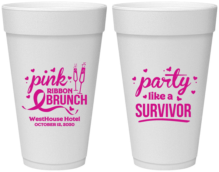 Personalized Awareness 20 oz Foam Cups - Party Like A Survivor | 230005