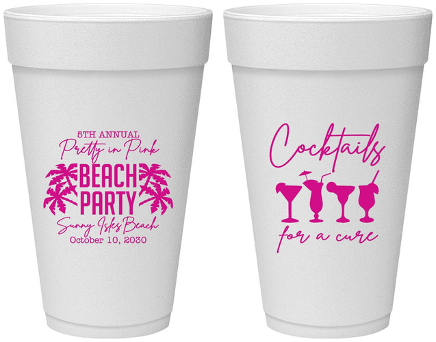 Personalized Awareness 20 oz Foam Cups - Beach Party | 230007