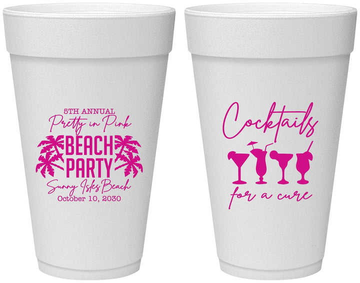 Personalized Awareness 20 oz Foam Cups - Beach Party | 230007