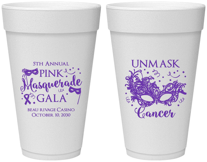 Personalized Awareness 20 oz Foam Cups - Masquerade | 230008