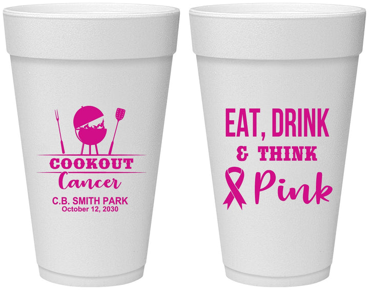Personalized Awareness 20 oz Foam Cups - Eat Drink Think Pink | 230009
