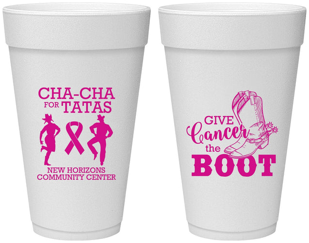 Personalized Awareness 20 oz Foam Cups - Give Cancer A Boot | 230011