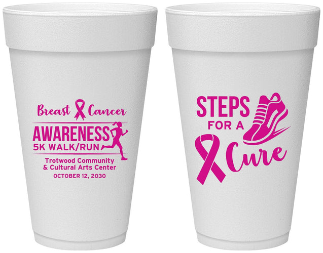Personalized Awareness 20 oz Foam Cups - Steps For A Cure | 230014