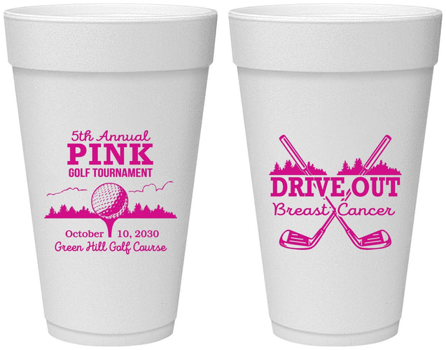 Personalized Awareness 20 oz Foam Cups - Gold Drive Out | 230017