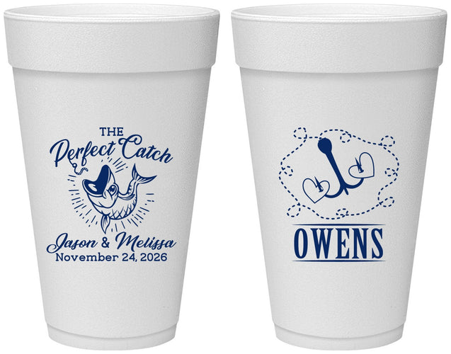 Personalized Wedding 20 oz Foam Cups - The Perfect Catch | 232