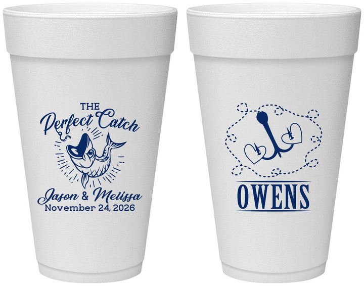 Personalized Wedding 20 oz Foam Cups - The Perfect Catch | 232