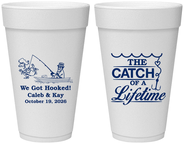Personalized Wedding 20 oz Foam Cups - Catch Of A Lifetime | 234