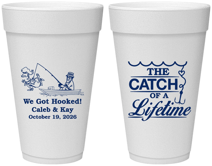 Personalized Wedding 20 oz Foam Cups - Catch Of A Lifetime | 234