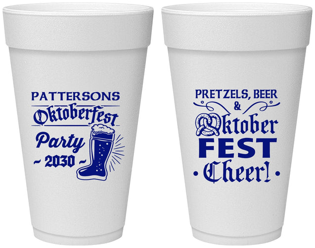 Personalized Oktoberfest 20 oz Foam Cups - Pretzel | 240001