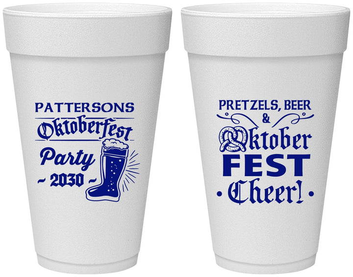 Personalized Oktoberfest 20 oz Foam Cups - Pretzel | 240001