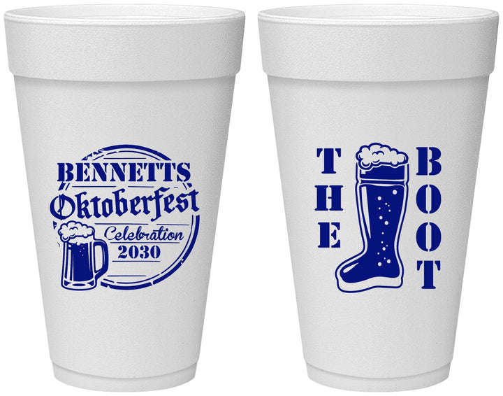 Personalized Oktoberfest 20 oz Foam Cups - Boot | 240004