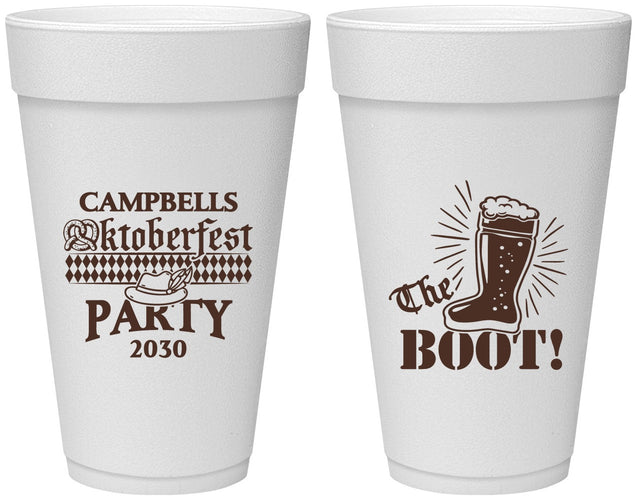 Personalized Oktoberfest 20 oz Foam Cups - Boot | 240006