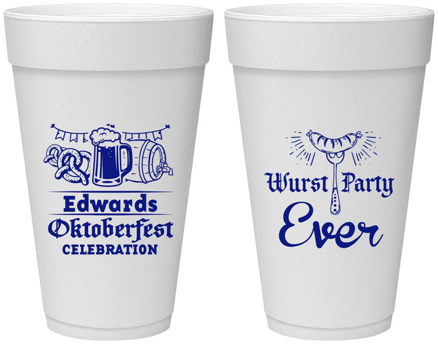 Personalized Oktoberfest 20 oz Foam Cups - Wurst Party Ever | 240008