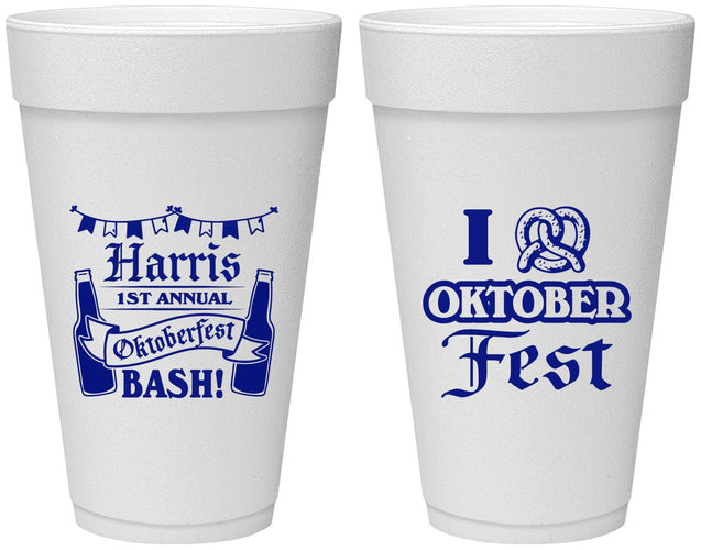 Personalized Oktoberfest 20 oz Foam Cups - Pretzel | 240009
