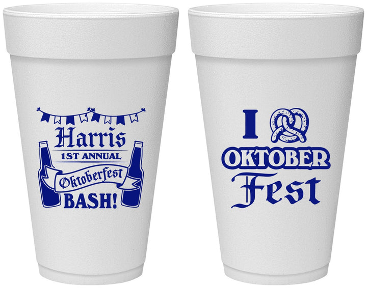 Personalized Oktoberfest 20 oz Foam Cups - Pretzel | 240009