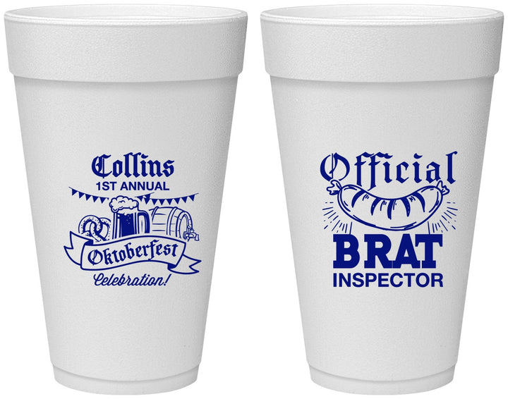 Personalized Oktoberfest 20 oz Foam Cups - Brat Inspector | 240011