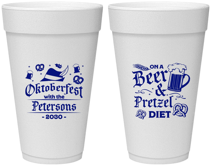 Personalized Oktoberfest 20 oz Foam Cups - Pretzel | 240012