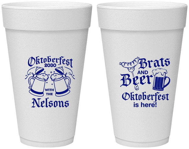 Personalized Oktoberfest 20 oz Foam Cups - Brats Beer | 240013