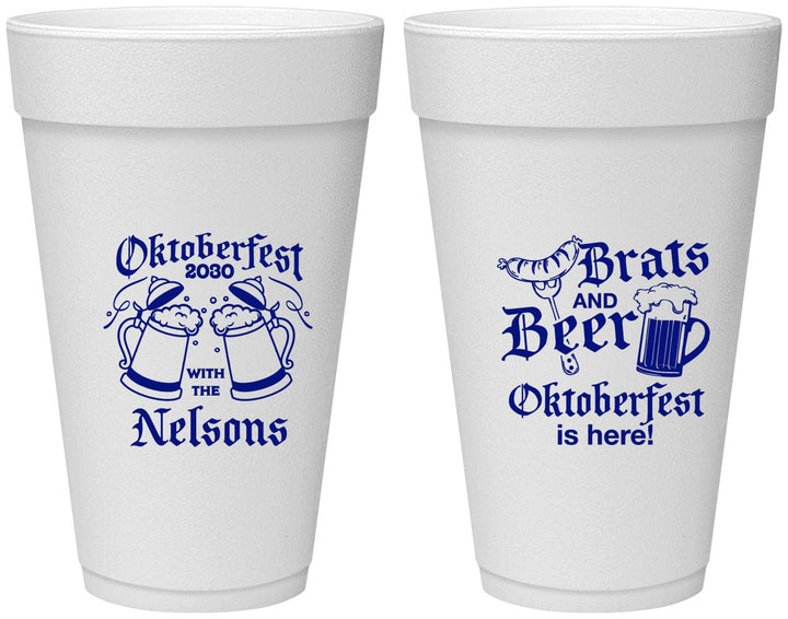 Personalized Oktoberfest 20 oz Foam Cups - Brats Beer | 240013