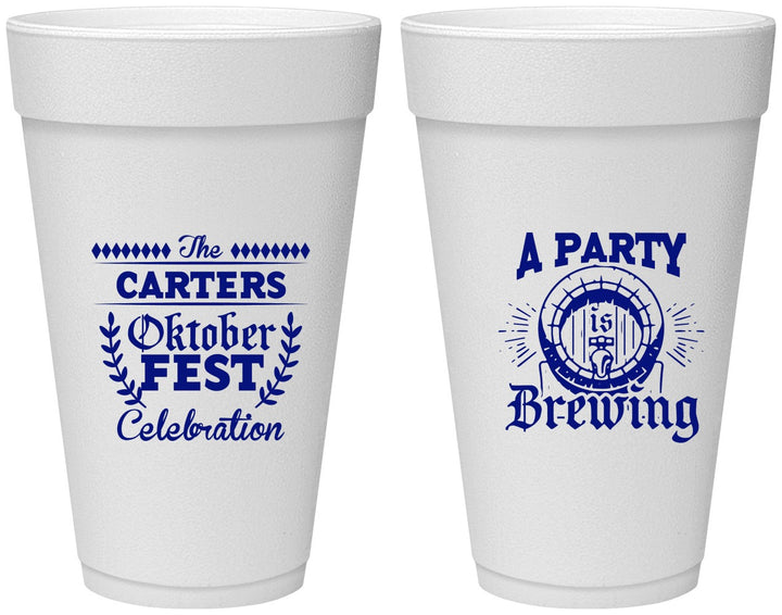 Personalized Oktoberfest 20 oz Foam Cups - Beer Keg | 240017