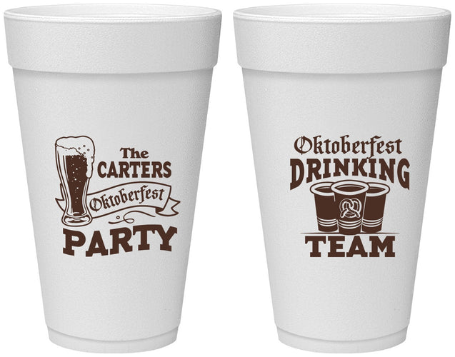 Personalized Oktoberfest 20 oz Foam Cups - Drinking Team | 240018