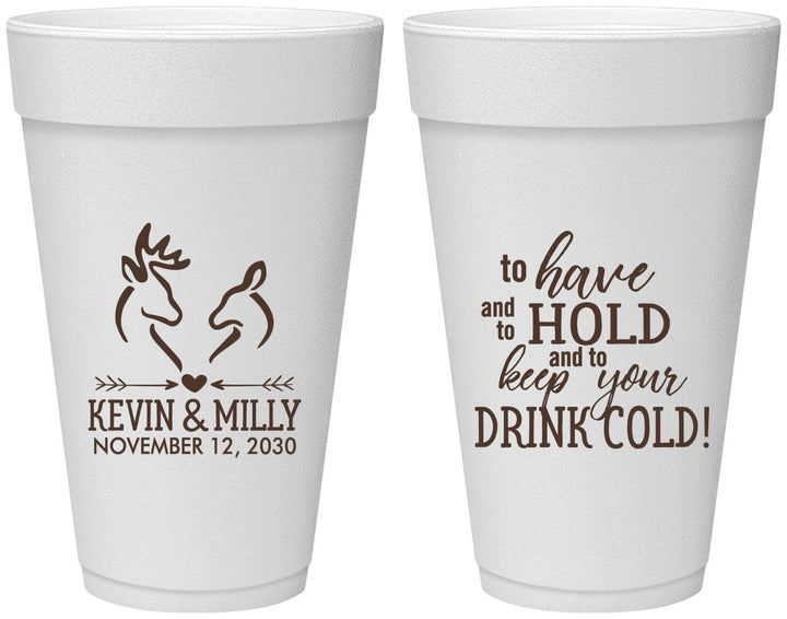 Personalized Wedding 20 oz Foam Cups - To Have And To Hold | 250