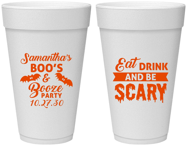 Personalized Halloween 20 oz Foam Cups - Boo Booze Scary | 250000