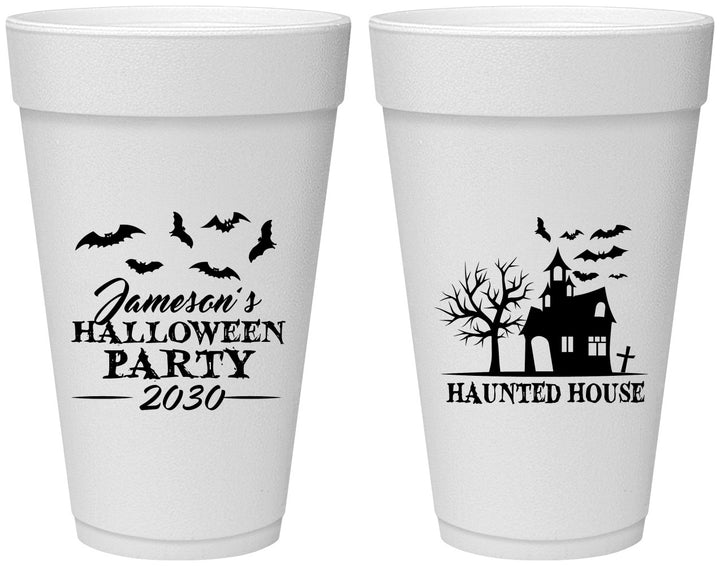 Personalized Halloween 20 oz Foam Cups - Haunted House | 250006