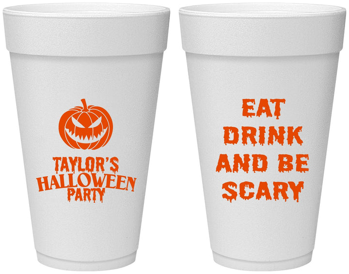 Personalized Halloween 20 oz Foam Cups - Scary Pumpkin | 250008