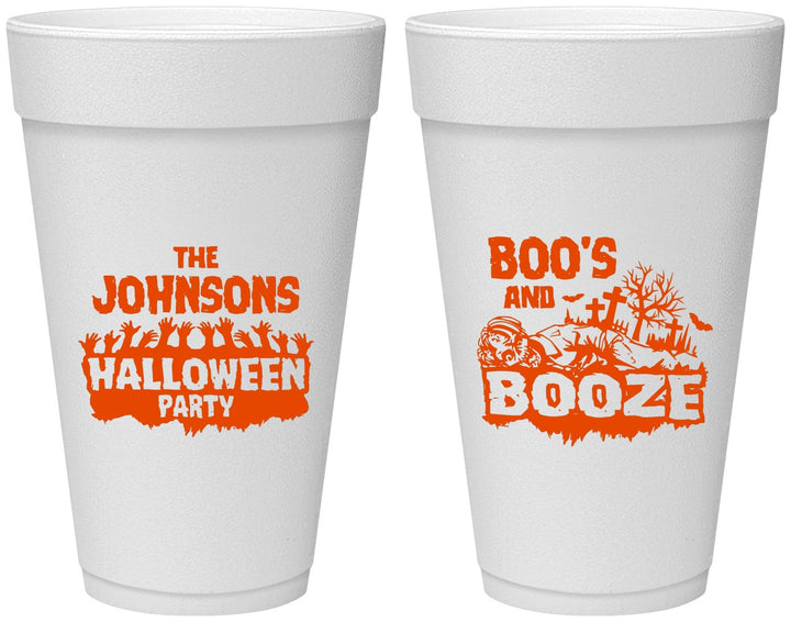 Personalized Halloween 20 oz Foam Cups - Boos And Booze | 250012