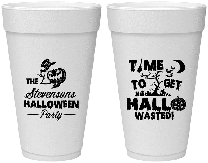Personalized Halloween 20 oz Foam Cups - Hallowasted Pumpkin | 250013
