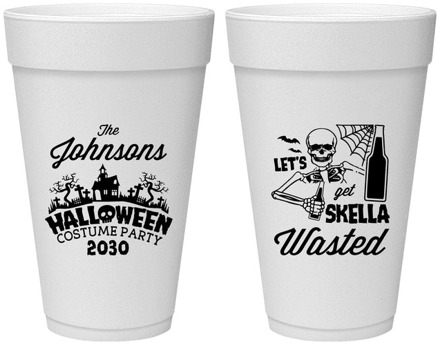 Personalized Halloween 20 oz Foam Cups - Skellawasted Skeleton | 250014