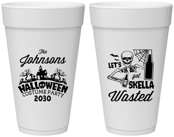 Personalized Halloween 20 oz Foam Cups - Skellawasted Skeleton | 250014