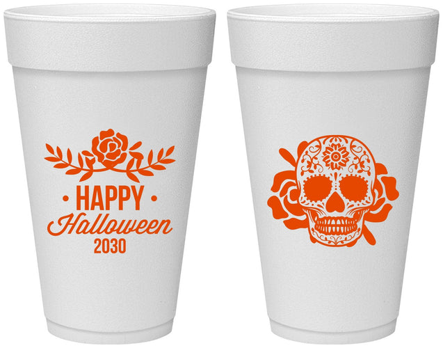 Personalized Halloween 20 oz Foam Cups - Sugar Skull | 250020