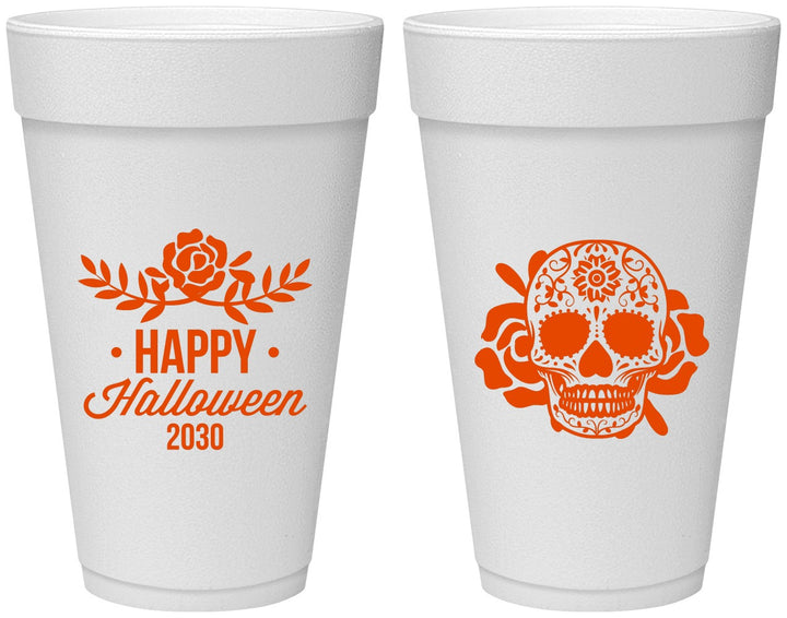 Personalized Halloween 20 oz Foam Cups - Sugar Skull | 250020