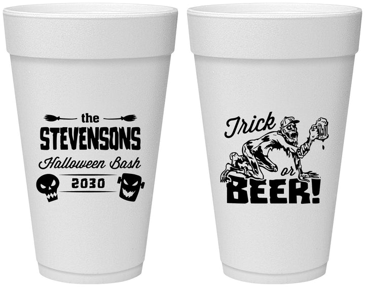 Personalized Halloween 20 oz Foam Cups - Trick Or Beer | 250021