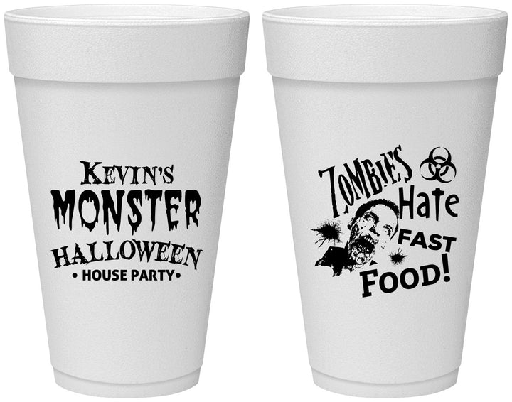 Personalized Halloween 20 oz Foam Cups - Monster Zombie | 250027