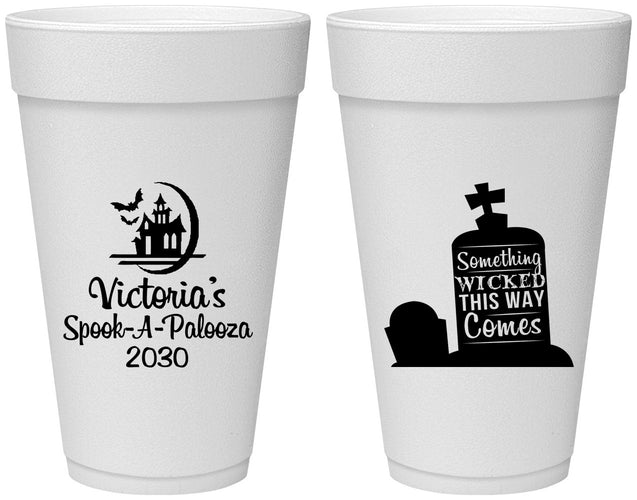 Personalized Halloween 20 oz Foam Cups - Haunted House | 250031