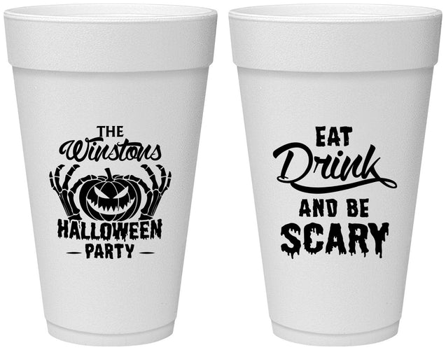 Personalized Halloween 20 oz Foam Cups - Eat Drink Be Scary | 250033