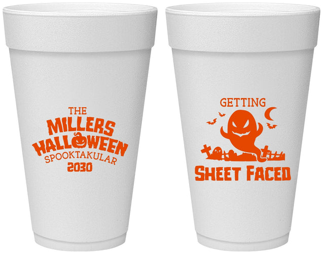 Personalized Halloween 20 oz Foam Cups - Ghost Sheet Faced | 250040