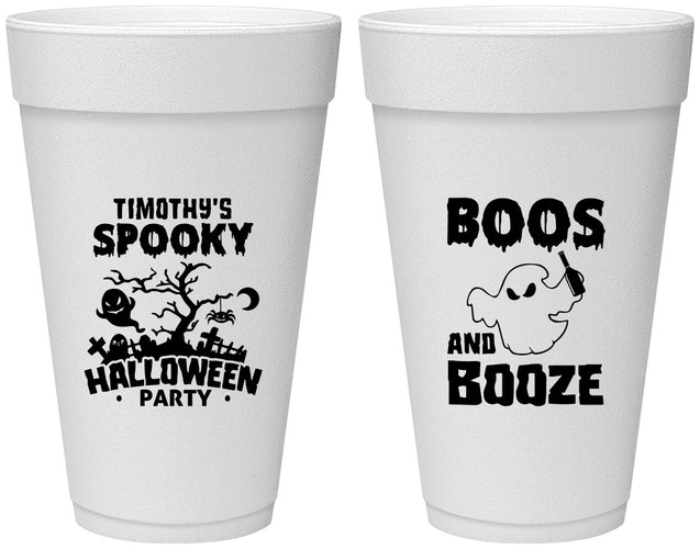 Personalized Halloween 20 oz Foam Cups - Boos And Booze | 250041