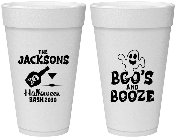 Personalized Halloween 20 oz Foam Cups - Boos And Booze | 250047
