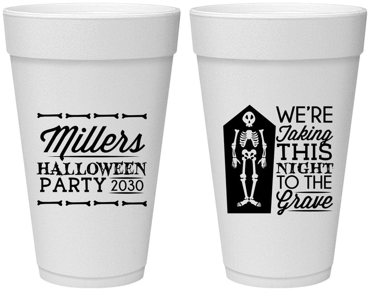Personalized Halloween 20 oz Foam Cups - Skeleton | 250051