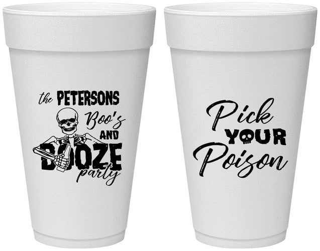 Personalized Halloween 20 oz Foam Cups - Boos And Booze | 250054