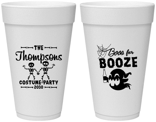 Personalized Halloween 20 oz Foam Cups - Boos And Booze | 250058