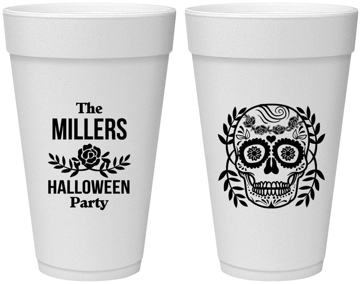 Personalized Halloween 20 oz Foam Cups - Sugar Skull | 250061