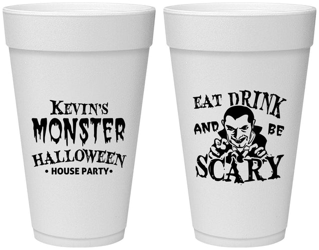 Personalized Halloween 20 oz Foam Cups - Eat Drink Be Scary | 250063