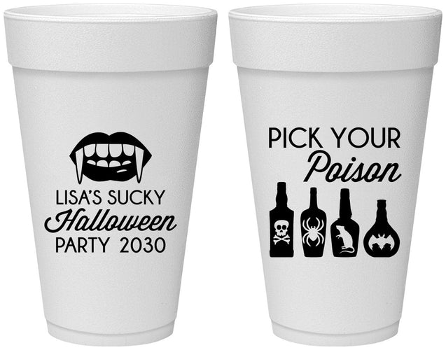 Personalized Halloween 20 oz Foam Cups - Pick Your Poison | 250065